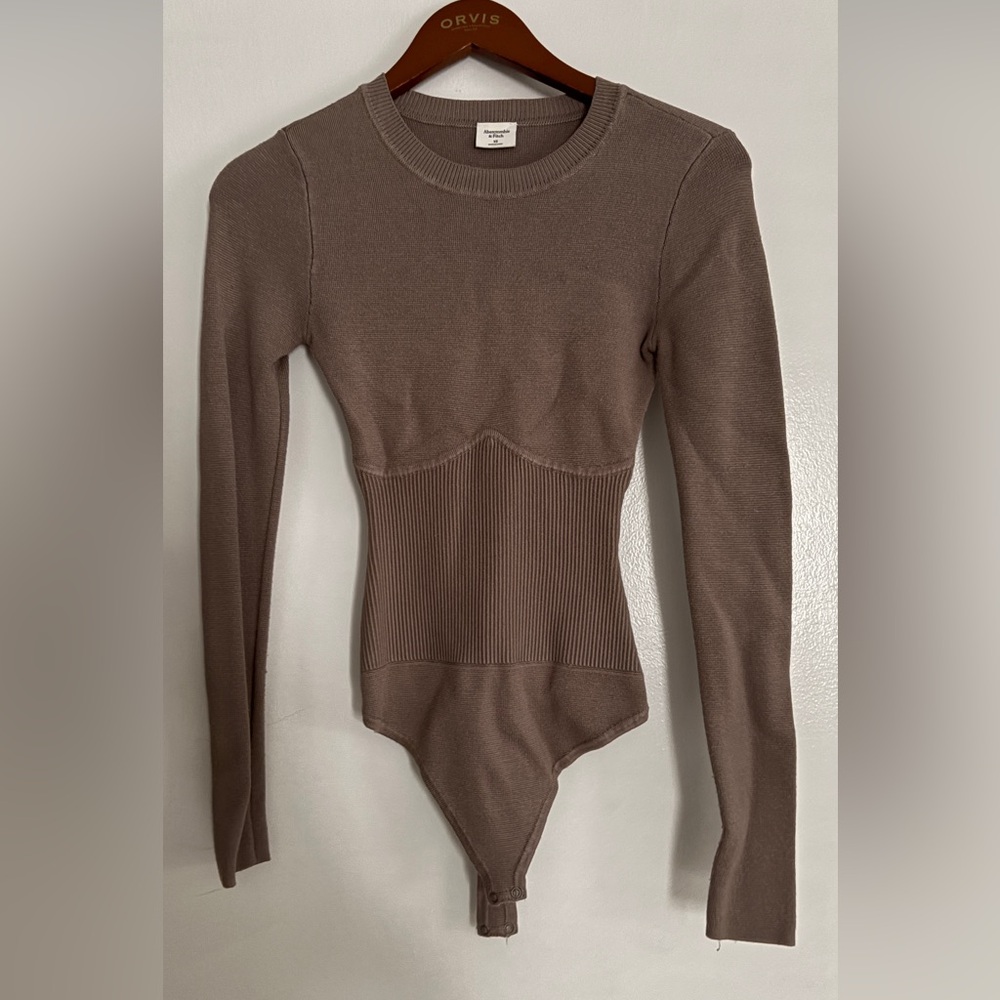 Abercrombie & Fitch Brown Ribbed Bodysuit